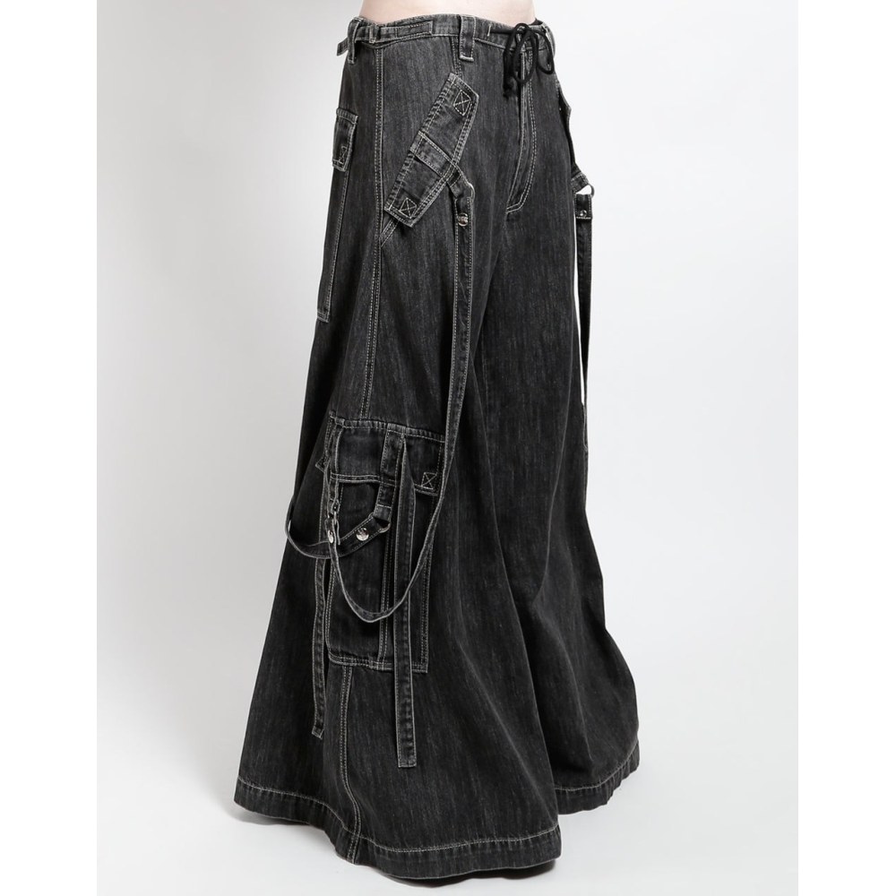 Tripp NYC - Booster Strap Black Denim Pantalon large - Noir